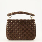 Sacs à main et épaule Rickstud Spike Mittelbraune Wildleder Tasche Valentino Garavani Marron Femme