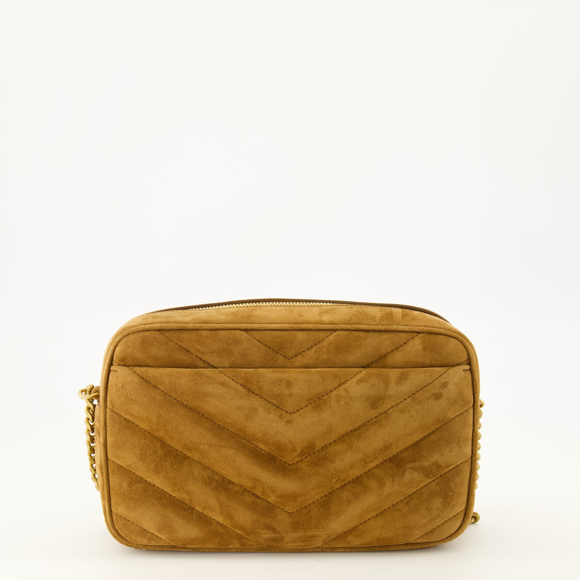Sacs bandoulière Loulou Camera Bag in Brown Suede Saint Laurent Marron Homme
