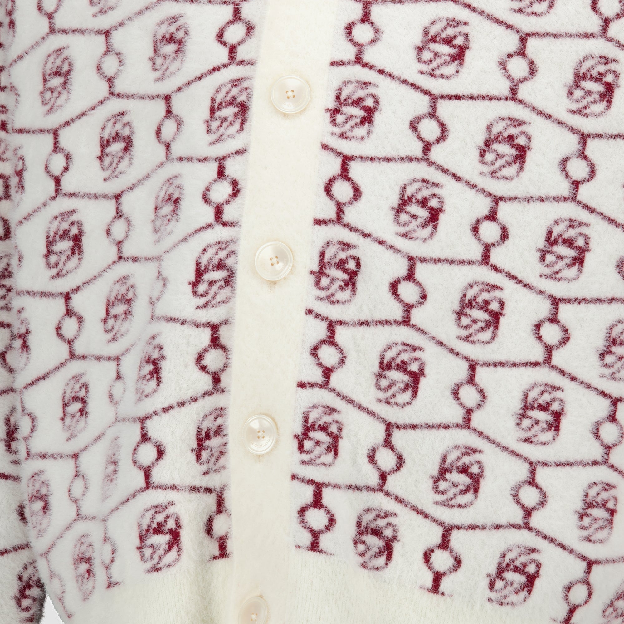 Maille Cárdigan Monogram D Mirror White Drole De Monsieur Rouge Homme