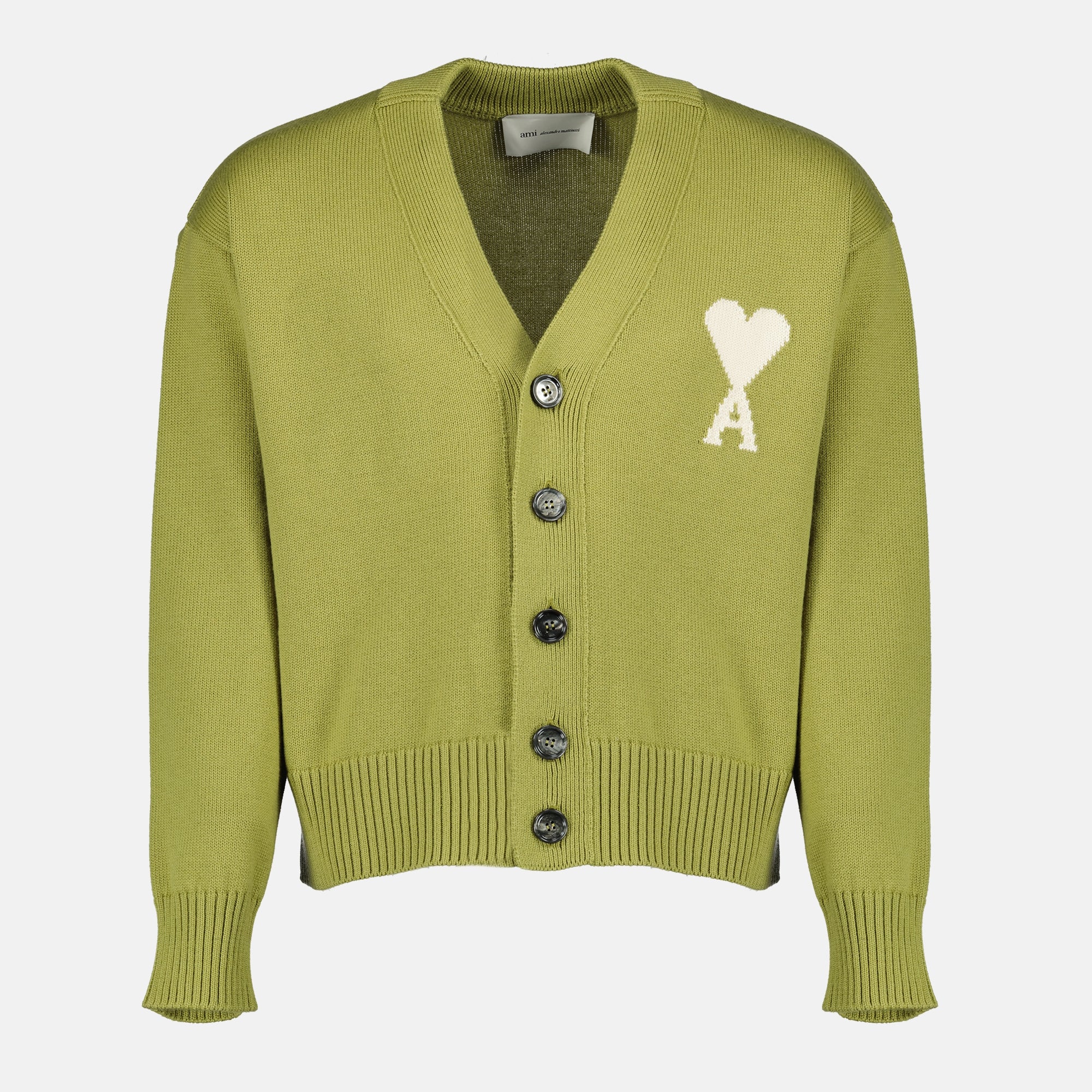 Image de l'article Cardigan AMI de coeur vert de la marque Ami PARIS pour Unisex - Saison Printemps-Été 2026 - Vue de Face