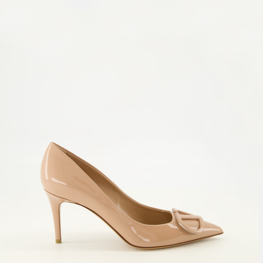 Escarpins Zapatos de tacón de charol VLogo en beige Valentino Garavani Beige Femme