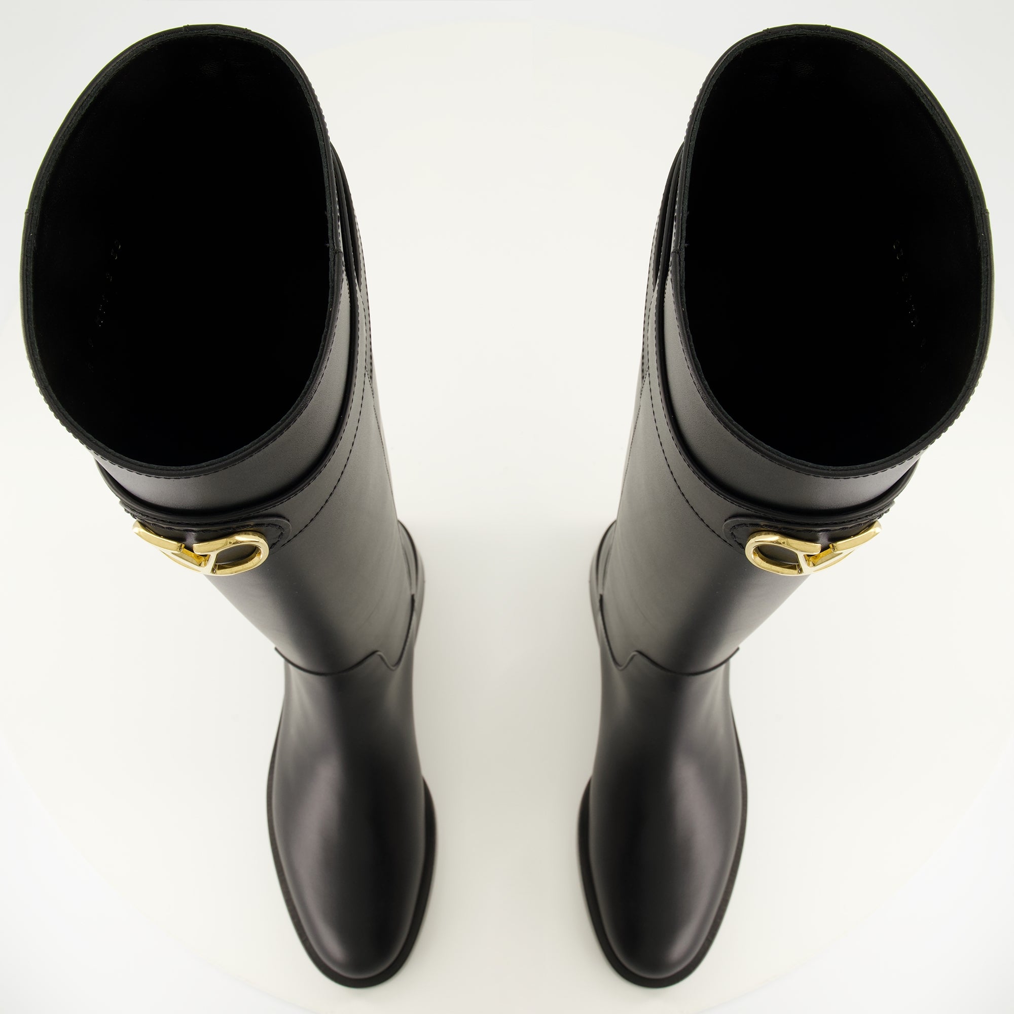 Bottes VLogo ブラックレザー ブーツ Valentino Garavani Noir Femme