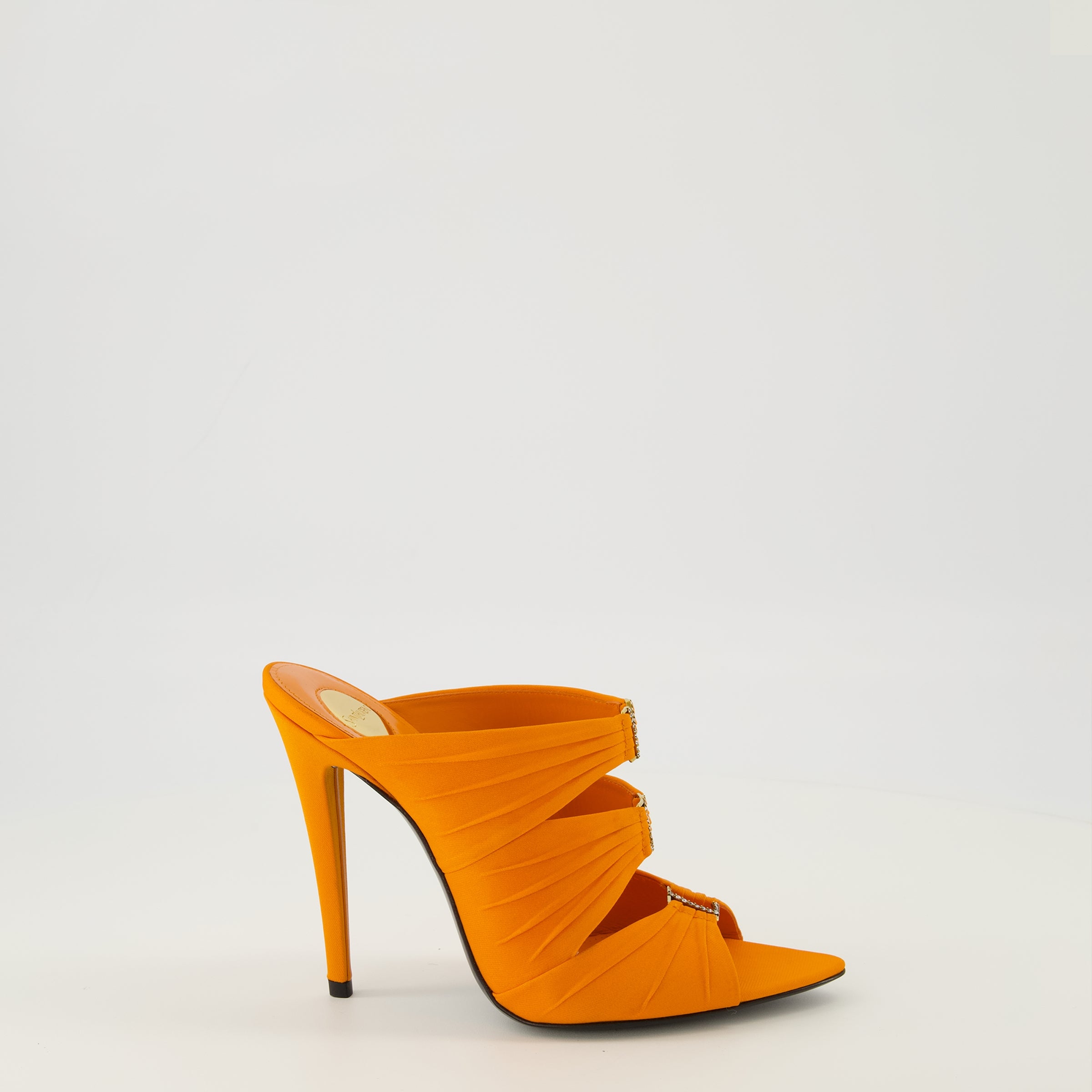 Image de l'article Mules à talons Emilie orange de la marque Saint Laurent pour Femme - Saison Printemps-Été 2026 - Vue latérale droite