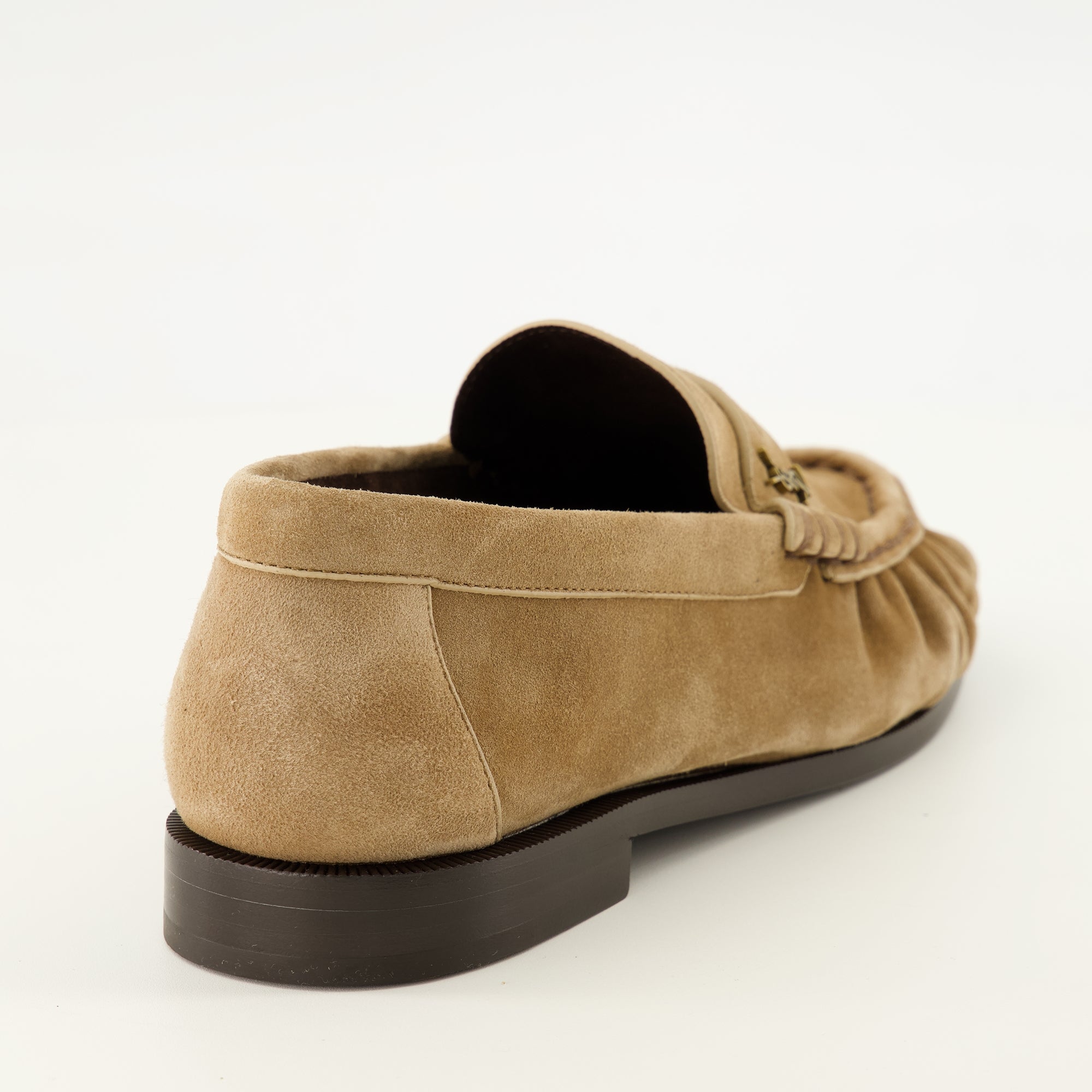 Mocassins Beige Wildleder Loafer Mokassins Saint Laurent Beige Femme