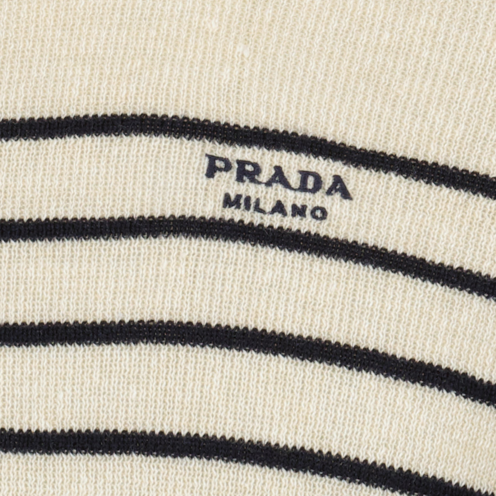 Image de l'article Pull en linge beige à rayures de la marque Prada pour Homme - Saison Printemps-Été 2026 - Vue détaillée_1