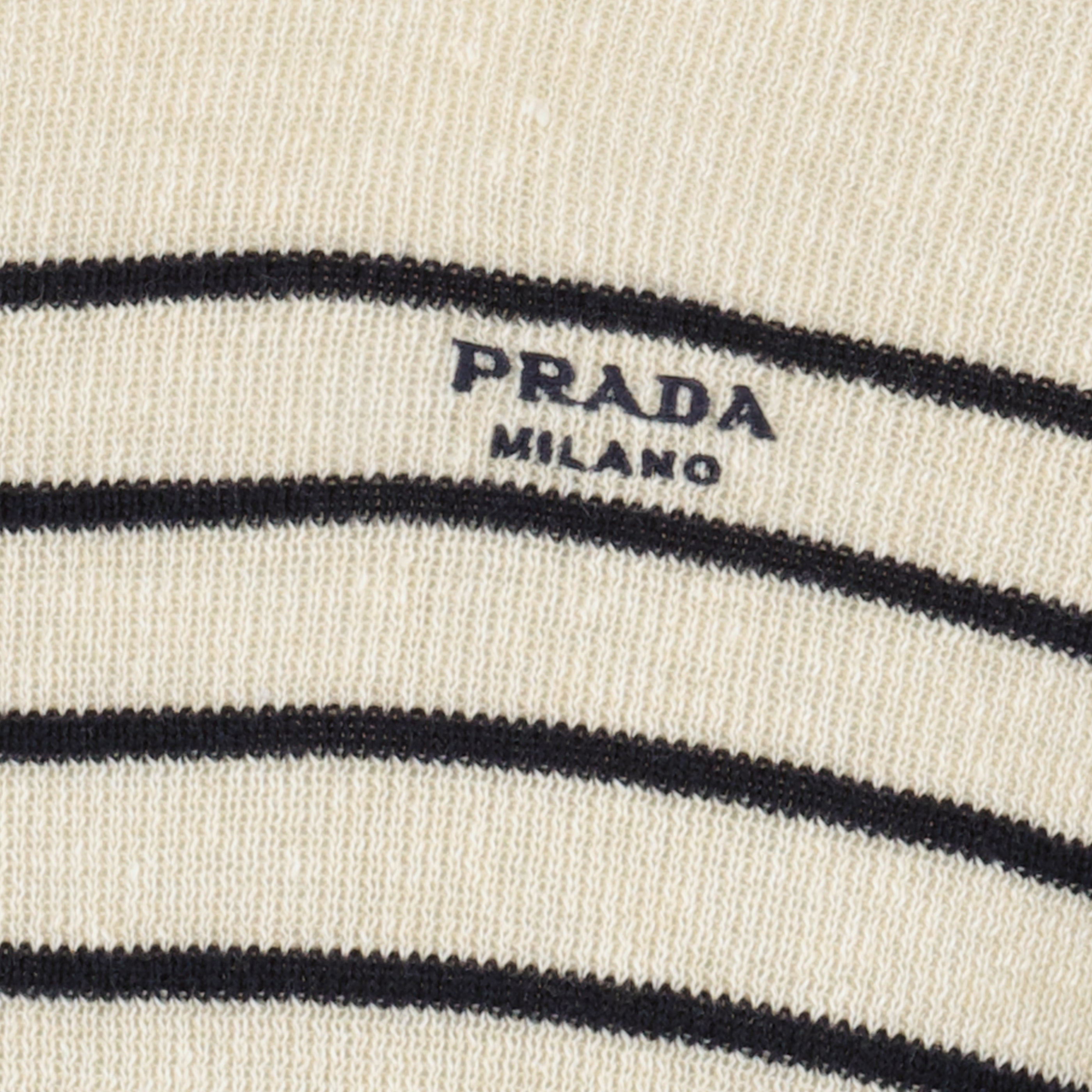 Image de l'article Pull en linge beige à rayures de la marque Prada pour Homme - Saison Printemps-Été 2026 - Vue détaillée_1