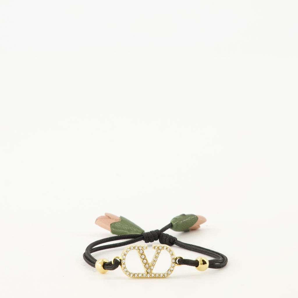 Image de l'article Bracelet Vlogo avec cordon noir de la marque Valentino Garavani pour Femme - Saison Printemps-Été 2026 - Vue de Face