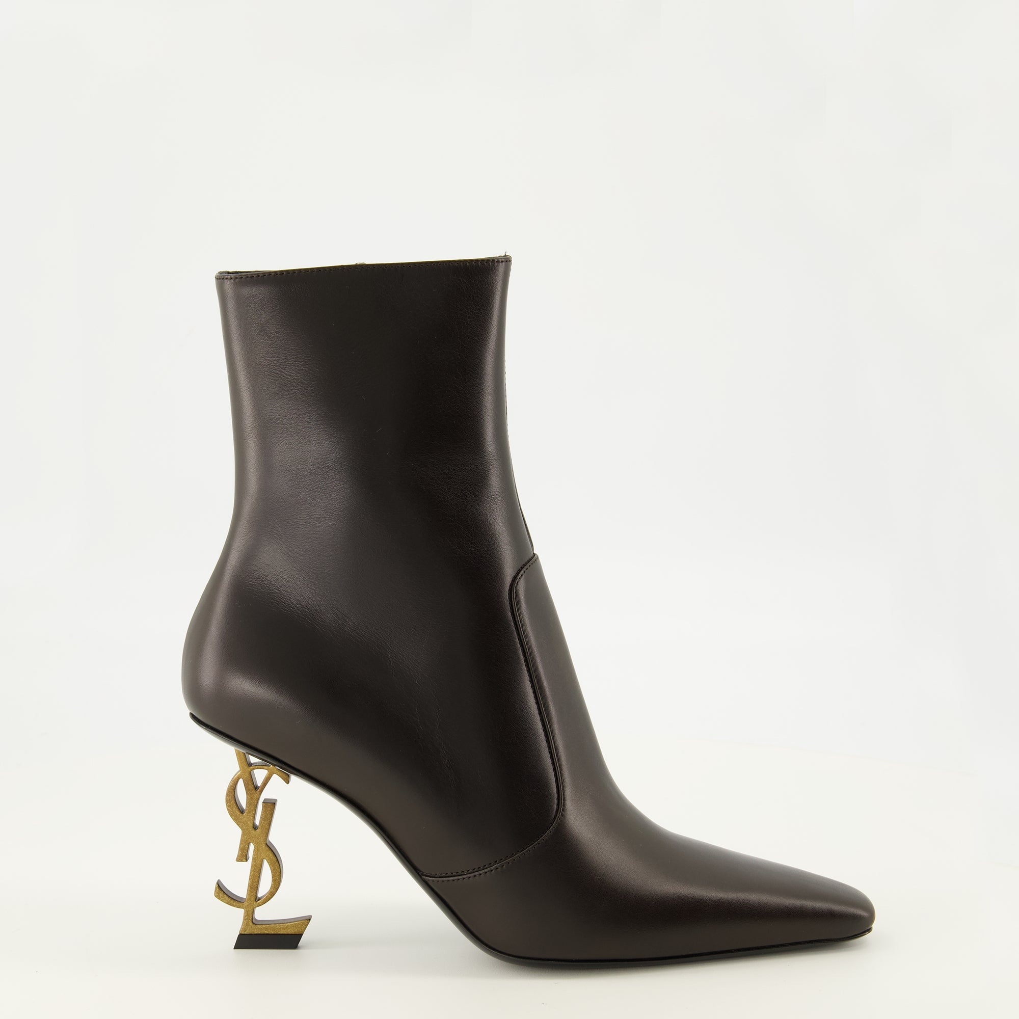 Bottines Opyum Ankle Boots in Brown Leather Saint Laurent Marron Femme