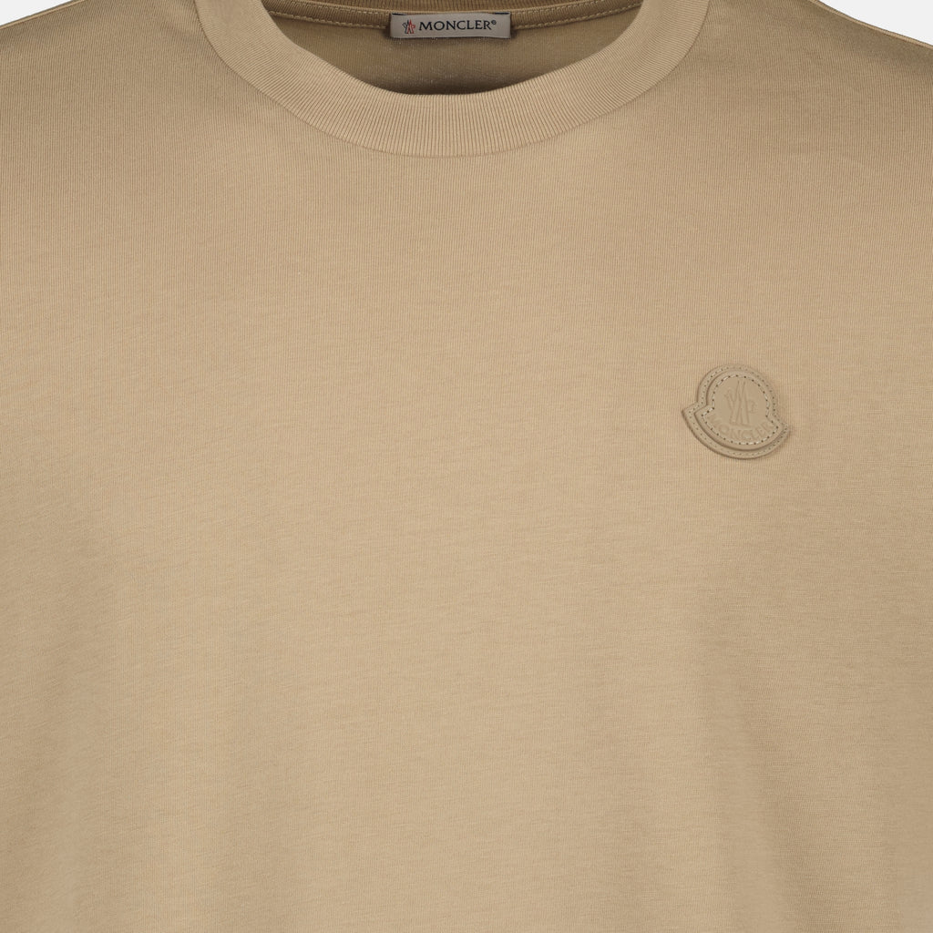 T-shirts T-shirt à logo en cuir Moncler Beige Homme