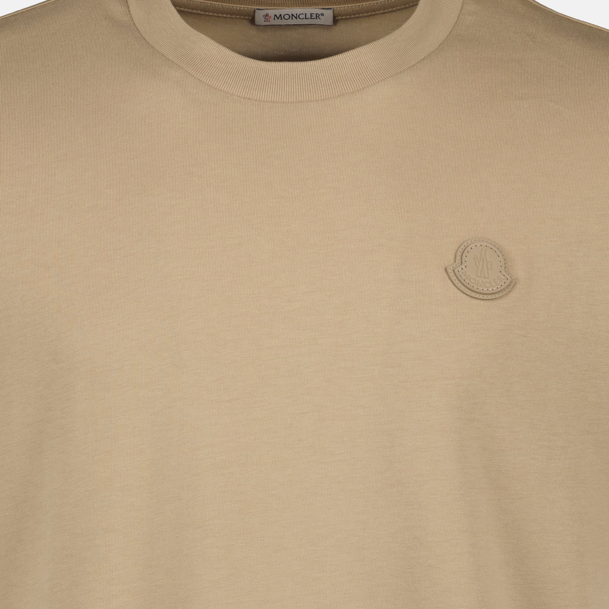 T-shirts T-shirt à logo en cuir Moncler Beige Homme