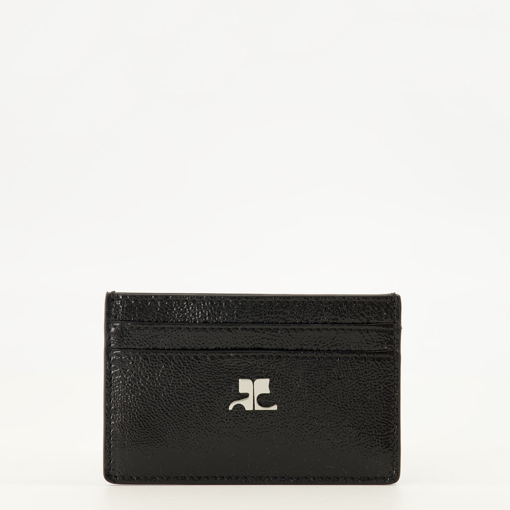 Petite maroquinerie AC Kartenetui aus schwarzem Lackleder Courrèges Noir Femme