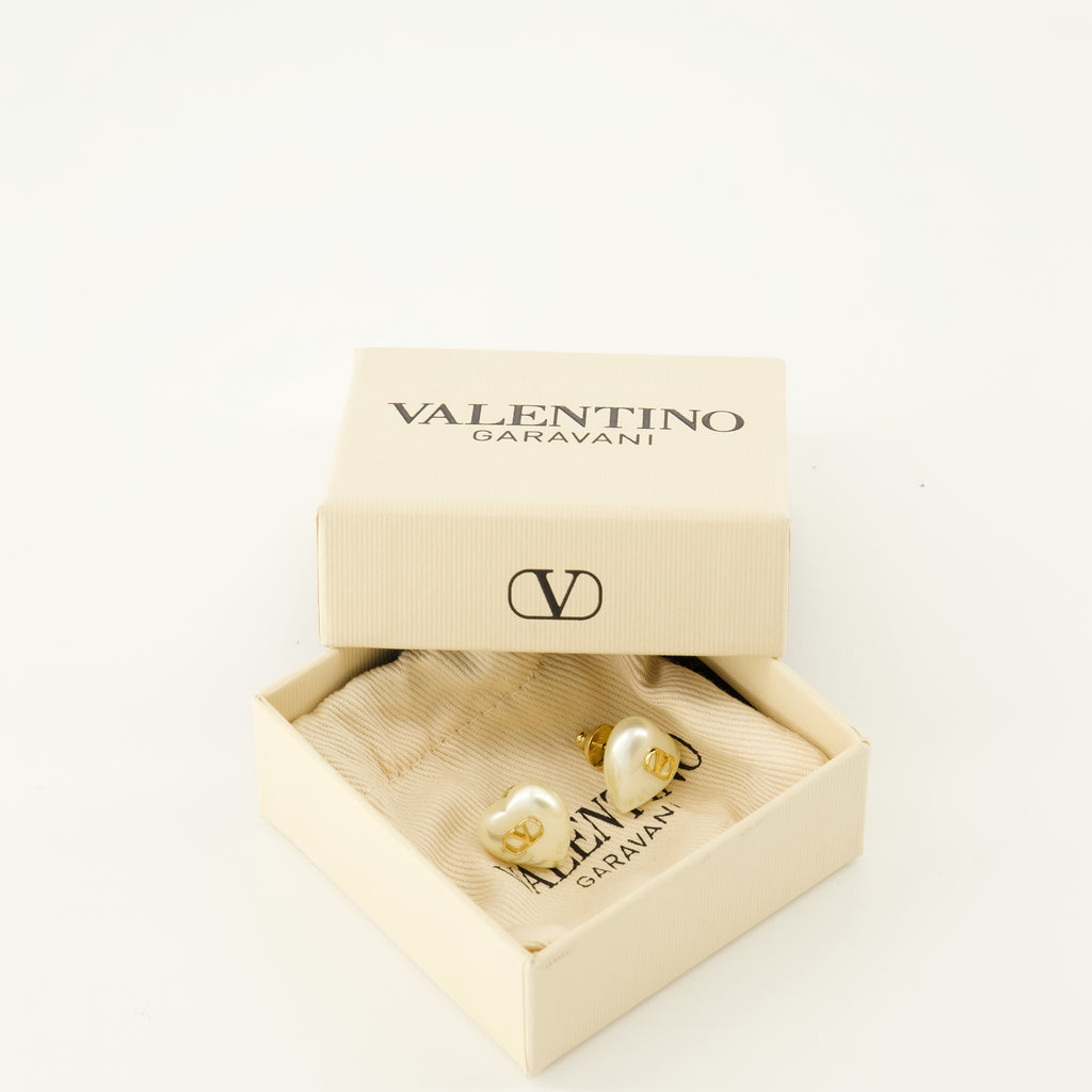 Bild der Vlogo Ohrringe aus Metall und Perlen der Marke Valentino Garavani für Frauen - Frühjahr/Sommer 2026 - Detaillierte Ansicht 3
