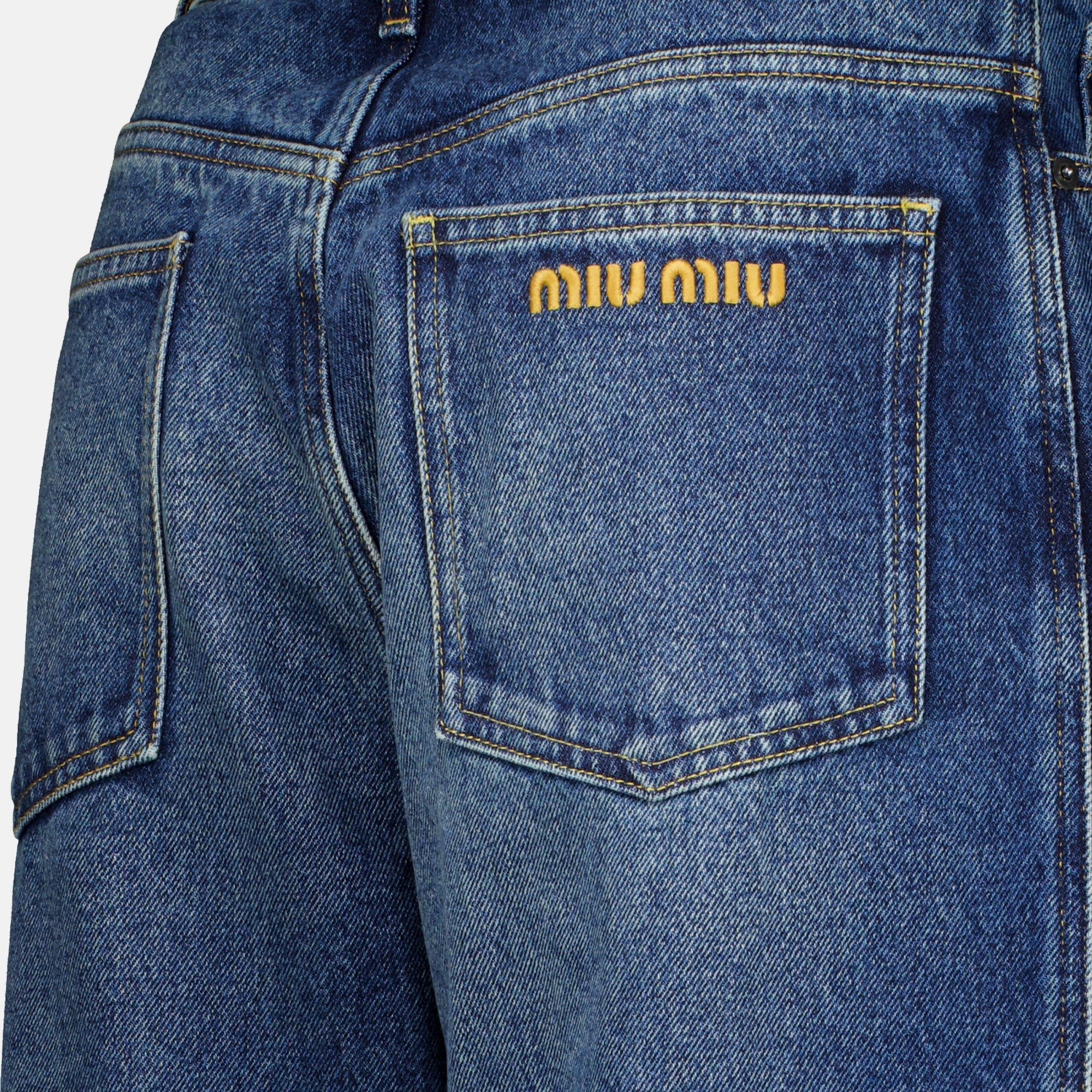 Pantalons Jean large en denim bleu Miu Miu Bleu foncé Femme