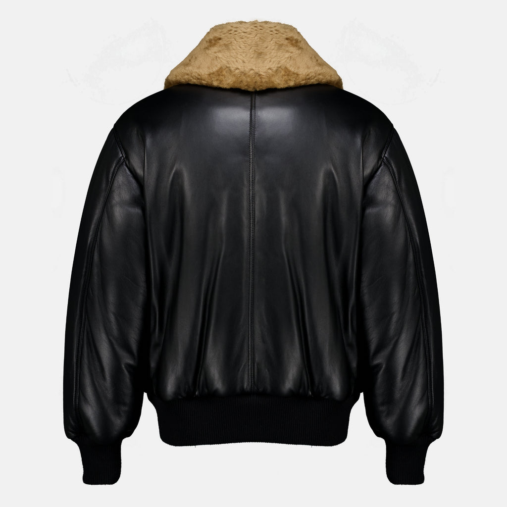 Manteaux Blouson noir rembourré en cuir Ami PARIS Noir Unisexe