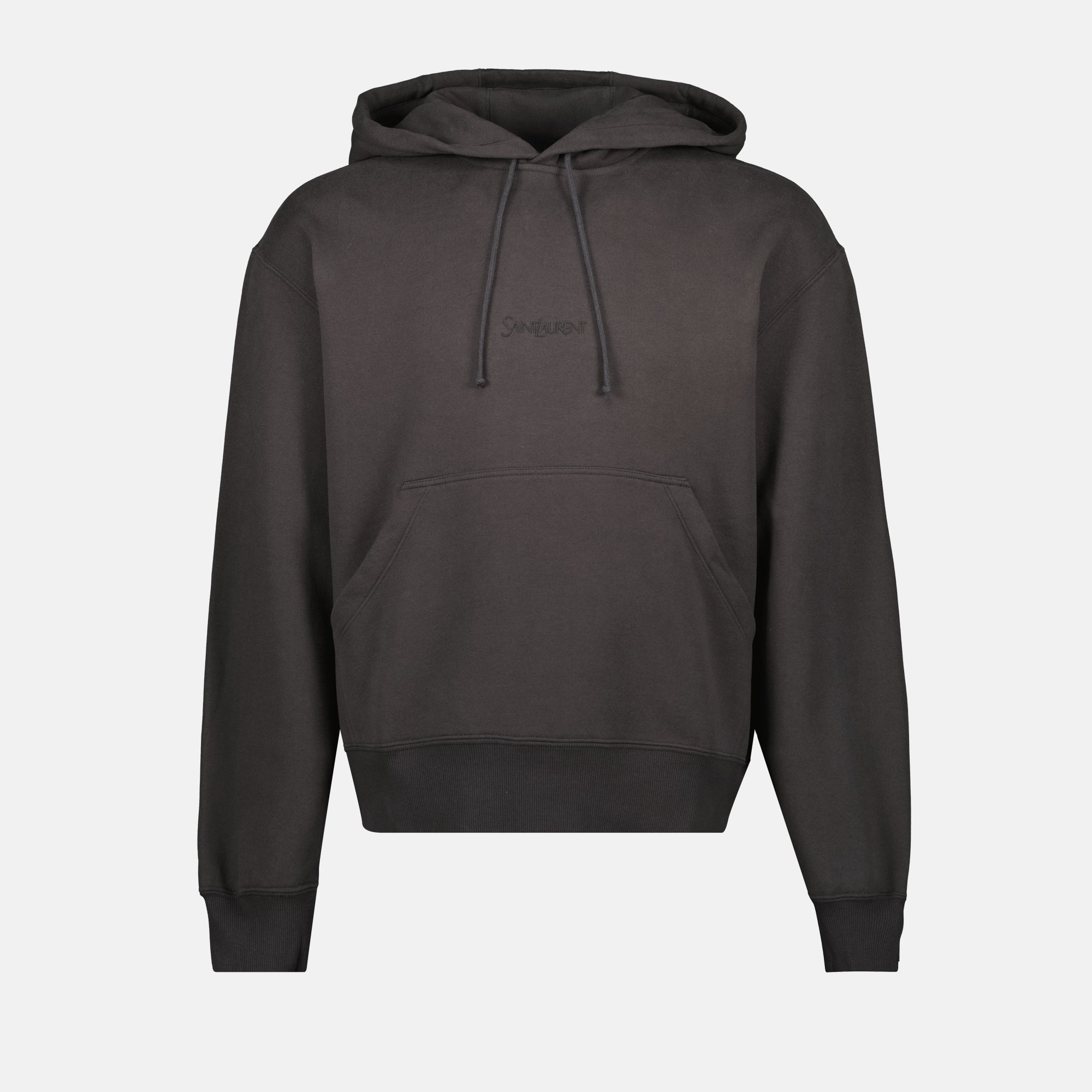 Immagine della felpa con cappuccio ricamata del marchio Saint Laurent per Uomo - Stagione Autunno-Inverno 2025 - Vista Frontale