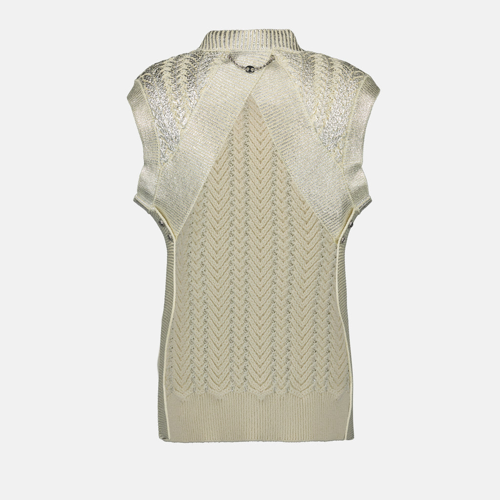 Maglieria Maglione Senza Maniche Rabanne Beige Femme