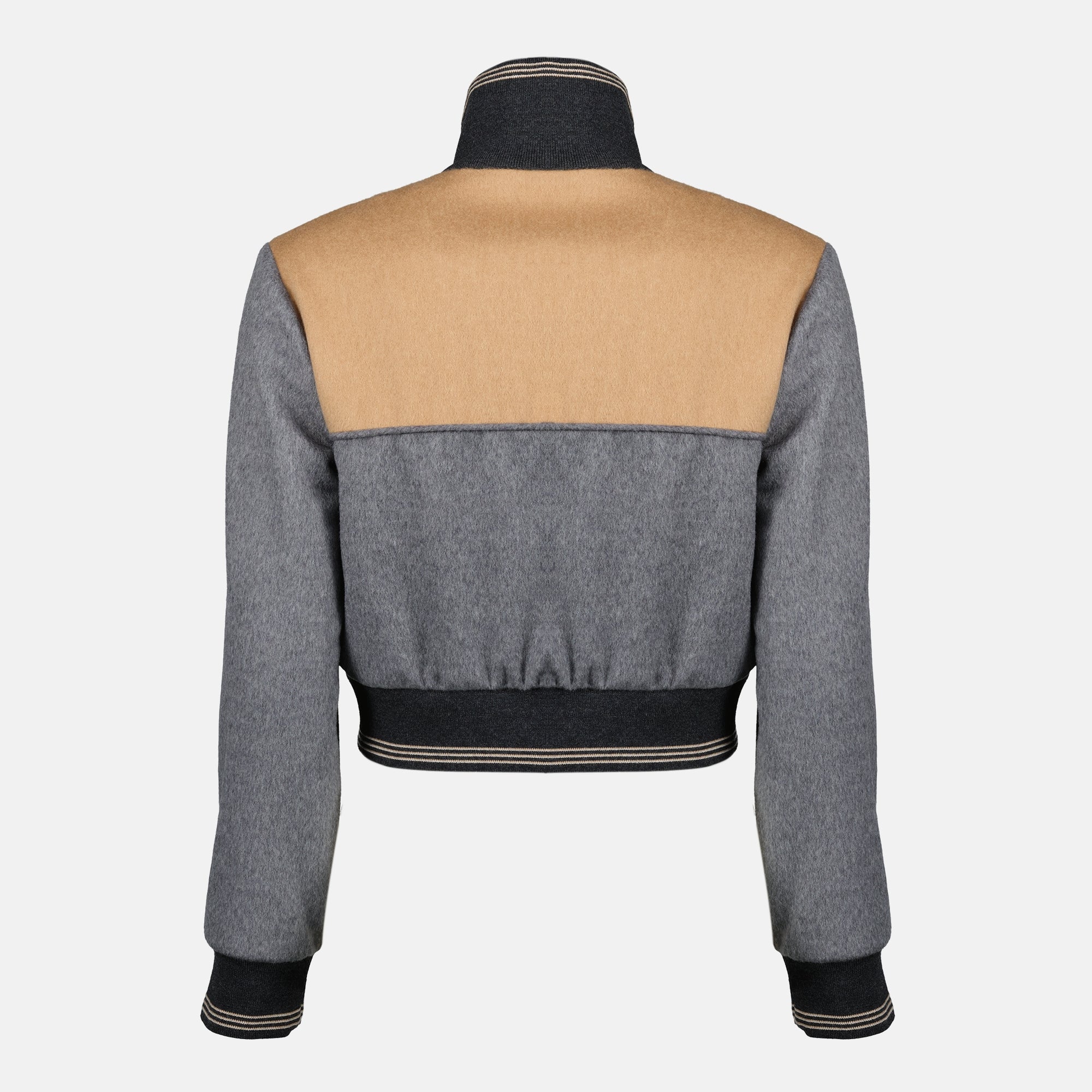 Image de l'article Blouson zippé en velours gris de la marque Miu Miu pour Femme - Saison Printemps-Été 2026 - Vue de Dos