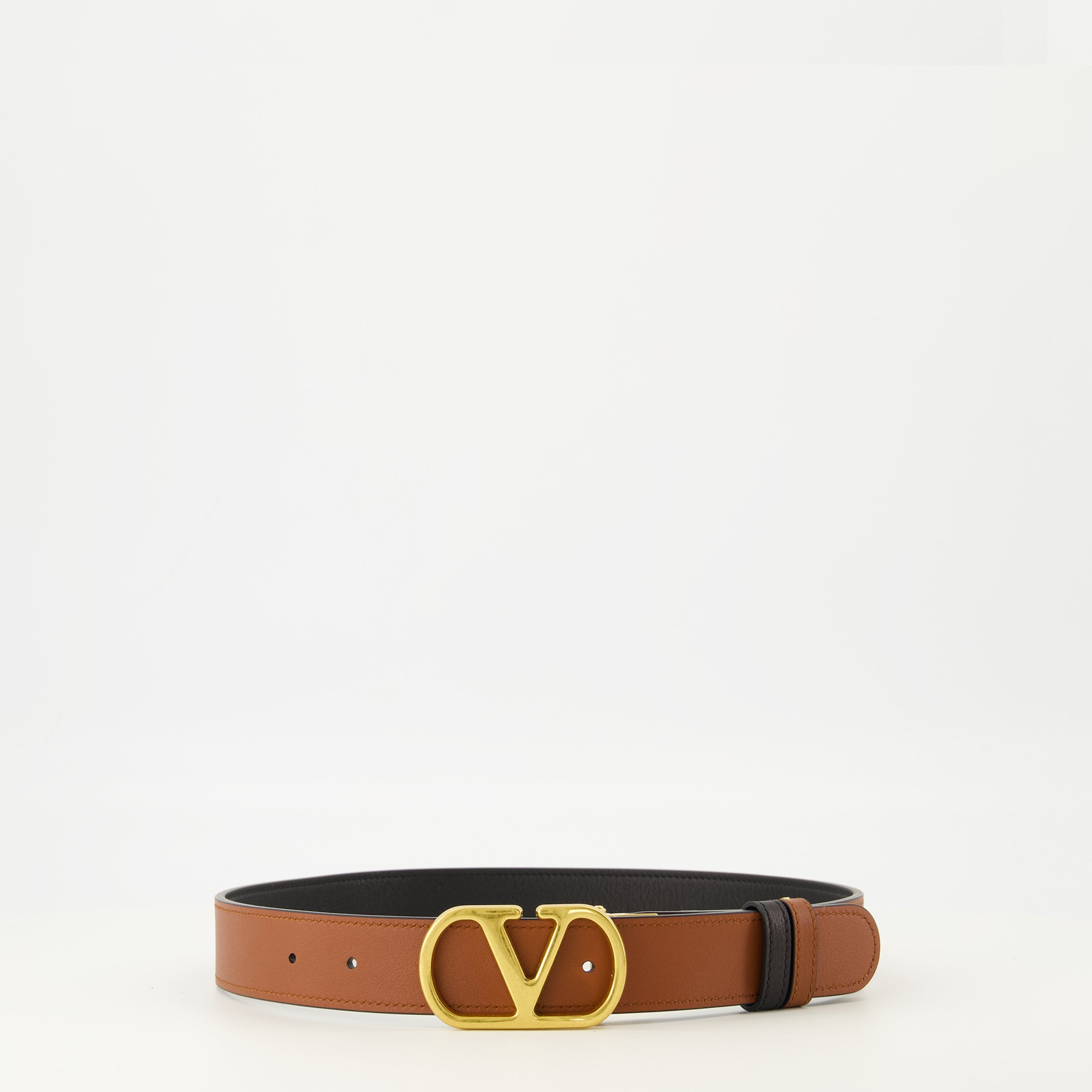 Image de l'article Ceinture Vlogo réversible marron et noir 30 mm de la marque Valentino Garavani pour Femme - Saison Printemps-Été 2026 - Vue de Face