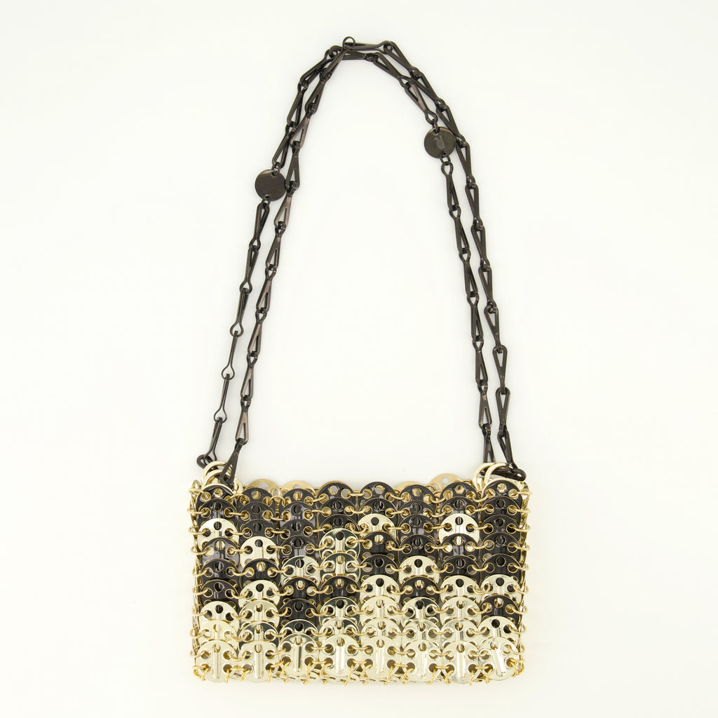 Image de l'article Sac Iconic 1969 nano doré et noir de la marque Rabanne pour Femme - Saison Printemps-Été 2026 - Vue de Dos