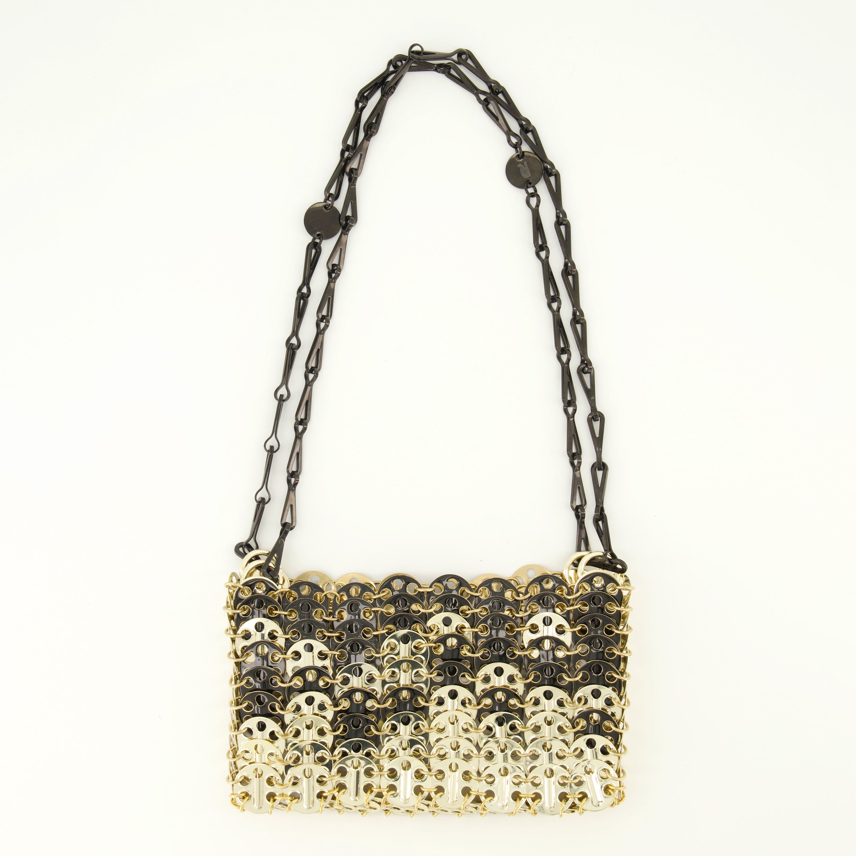 Image de l'article Sac Iconic 1969 nano doré et noir de la marque Rabanne pour Femme - Saison Printemps-Été 2026 - Vue de Dos