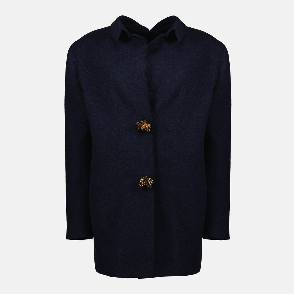 Manteaux Manteau Shetland bijou Prada Bleu foncé Femme