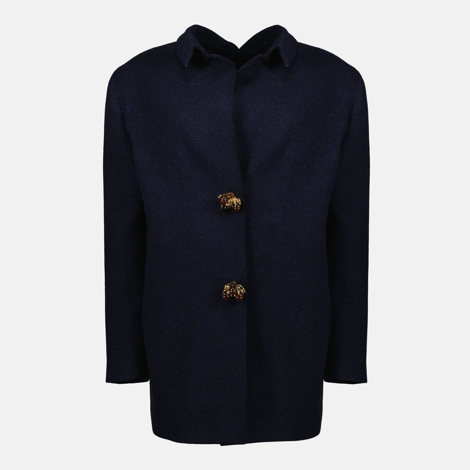 Manteaux Manteau Shetland bijou Prada Bleu foncé Femme