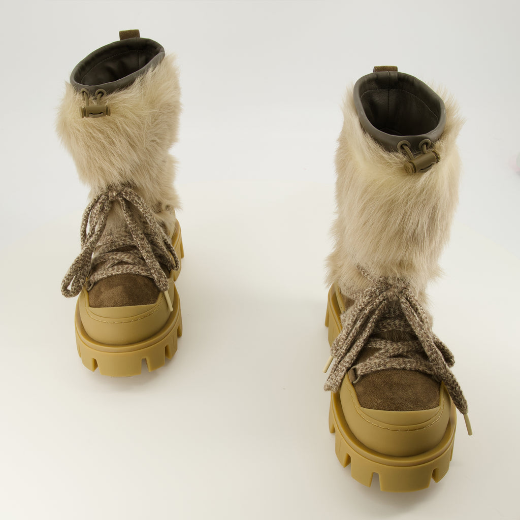 Bottes Bottines Peak en sherling Moncler Marron Femme