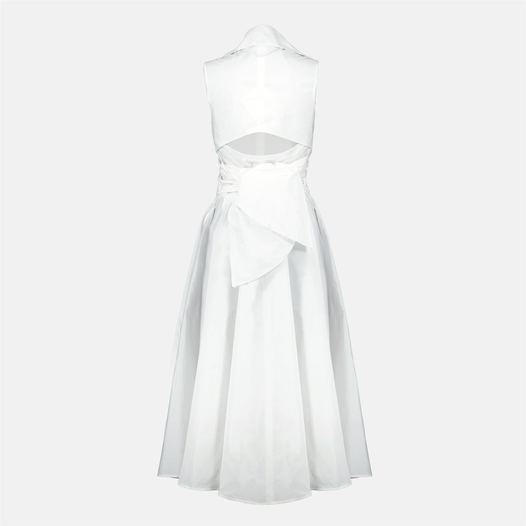 Image de l'article Robe drapée blanche en faille recyclé de la marque Patou pour Femme - Saison Printemps-Été 2026 - Vue de Dos
