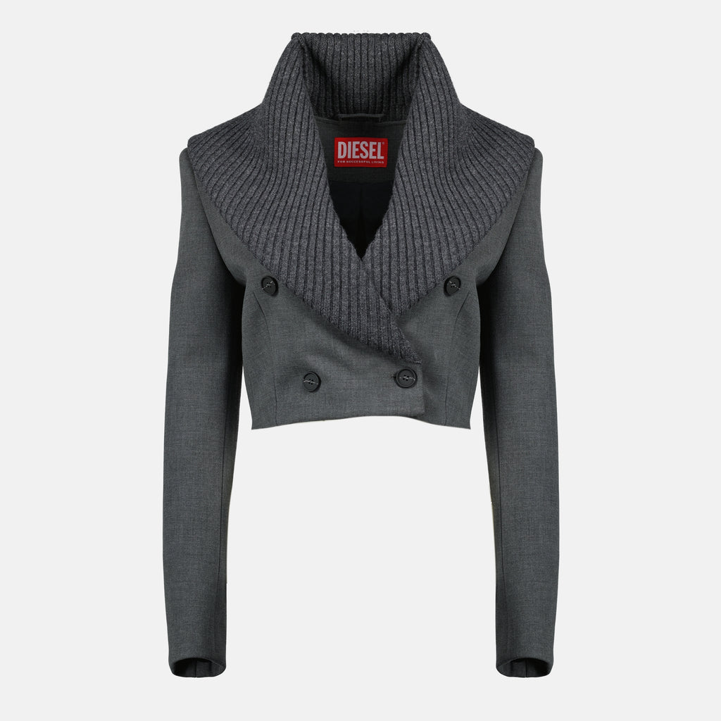 Image of the G-Olden gray short jacket from the Diesel brand for Women - Spring-Summer 2026 - Front View