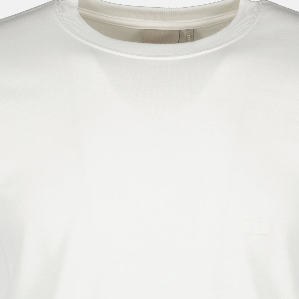 T-shirts T-shirt Bianco in Cotone Ricamato CD Dior Blanc Homme
