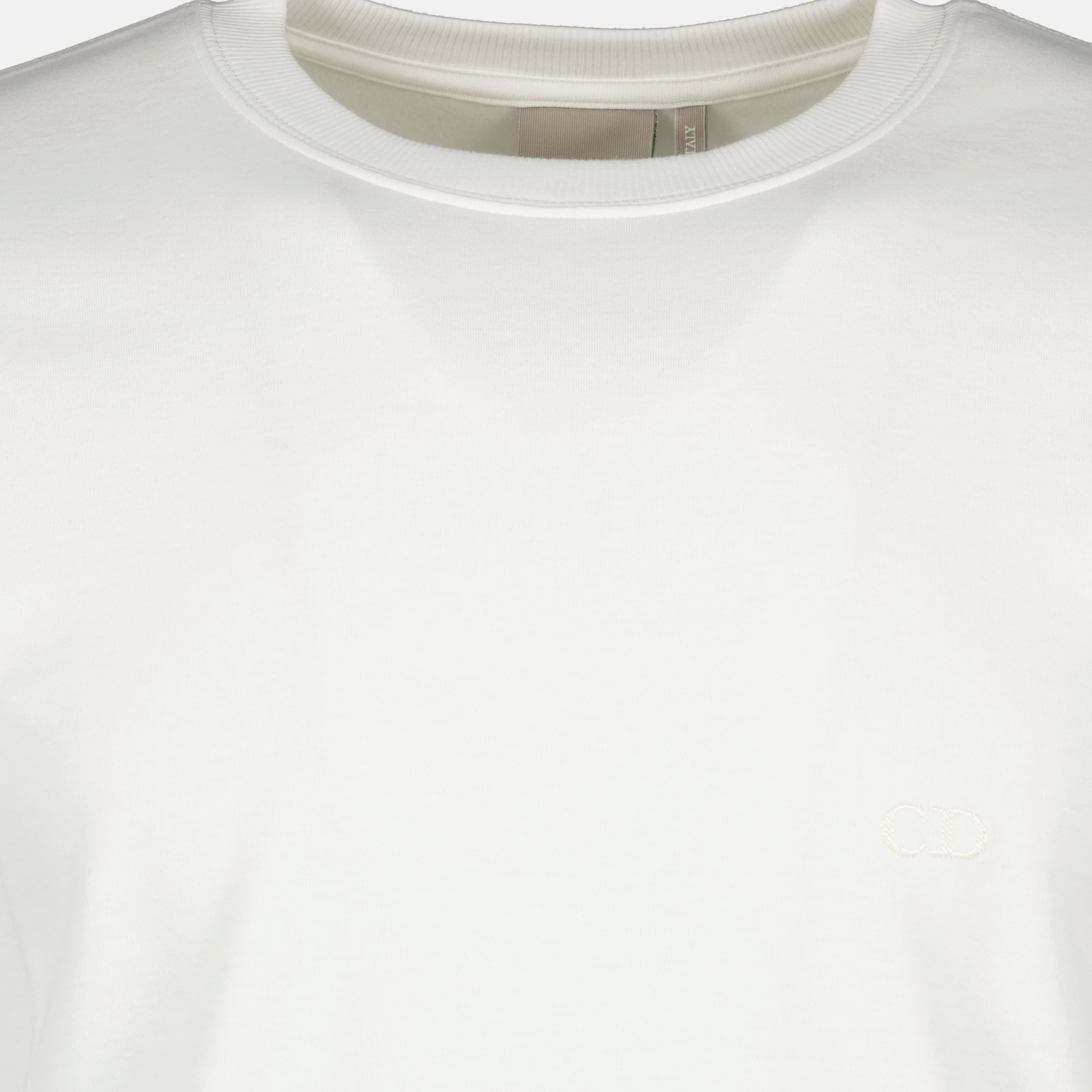 T-shirts T-shirt Bianco in Cotone Ricamato CD Dior Blanc Homme