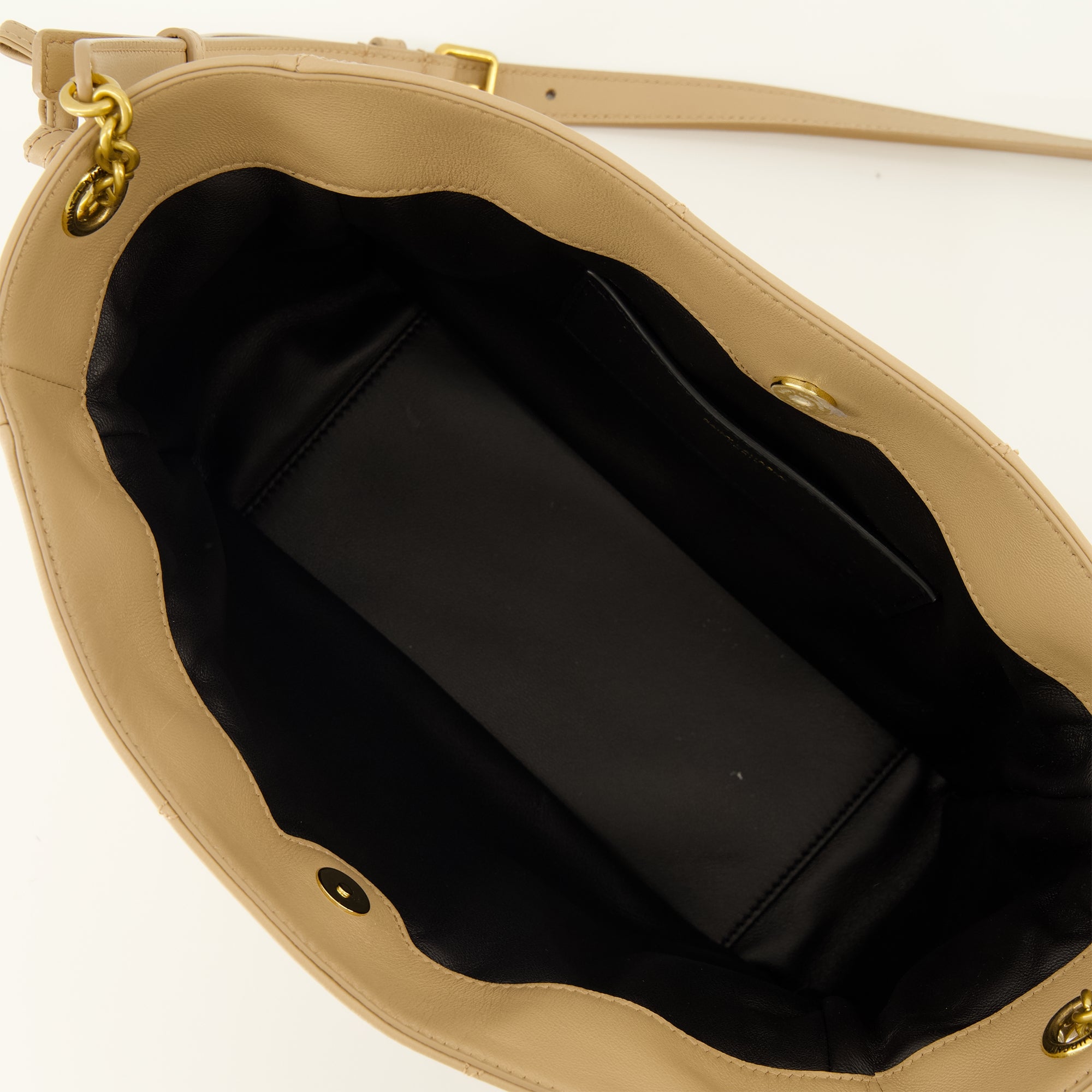 Sacs seau 베이지 가죽 재미 파우치 백 Saint Laurent Beige Femme