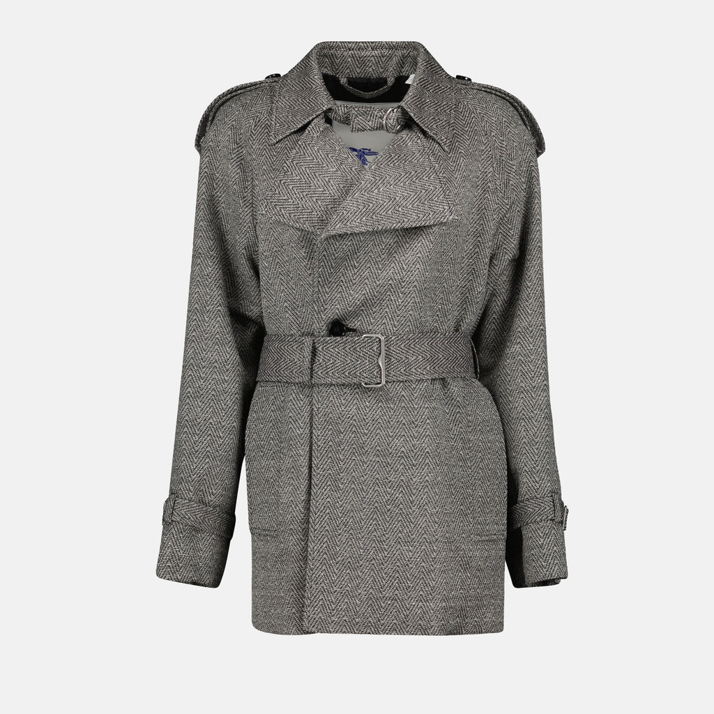 コート ウールとシルクのトレンチコート Burberry グレー Femme