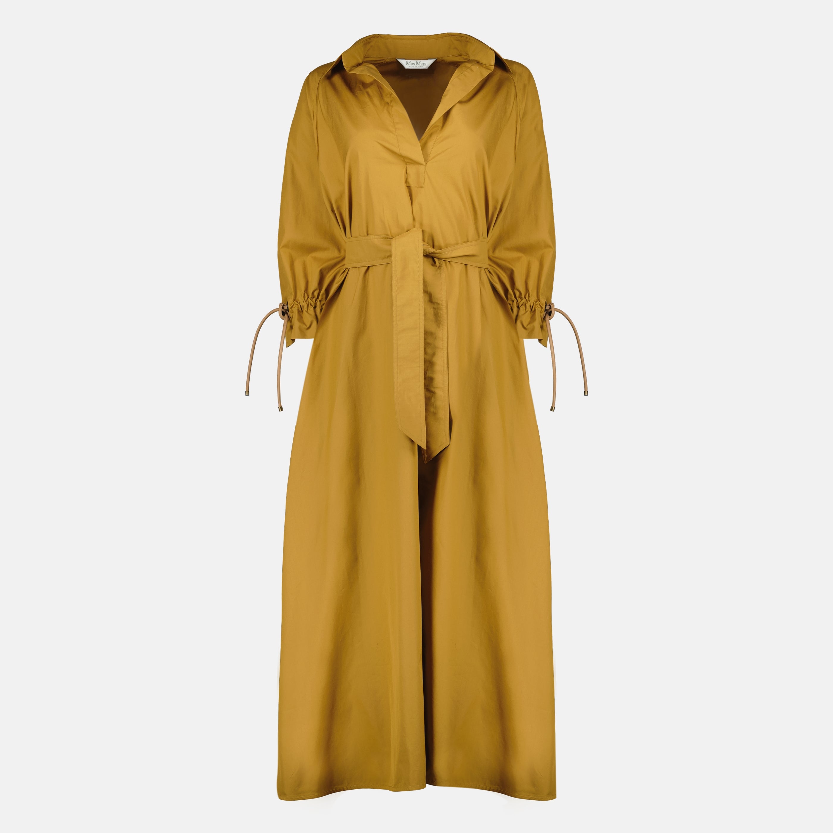 Imagem do artigo Vestido castanho em popeline de algodão da marca Max Mara para Mulheres - Temporada Primavera-Verão 2026 - Vista Frontal