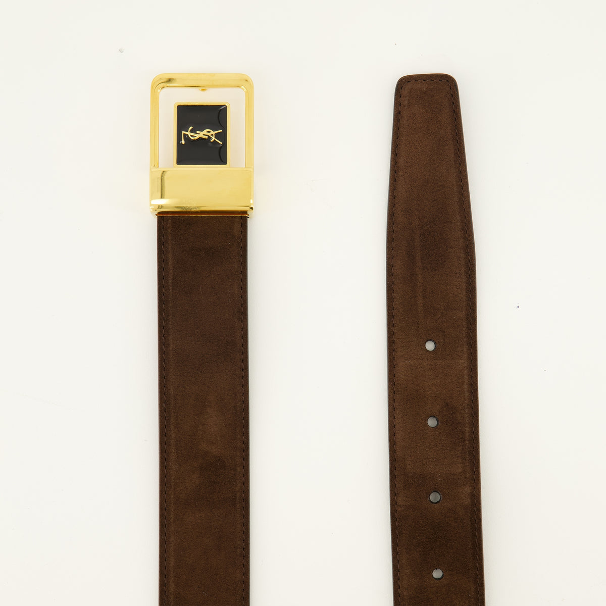Ceintures Ceinture 66 en suède marron Saint Laurent Marron Femme
