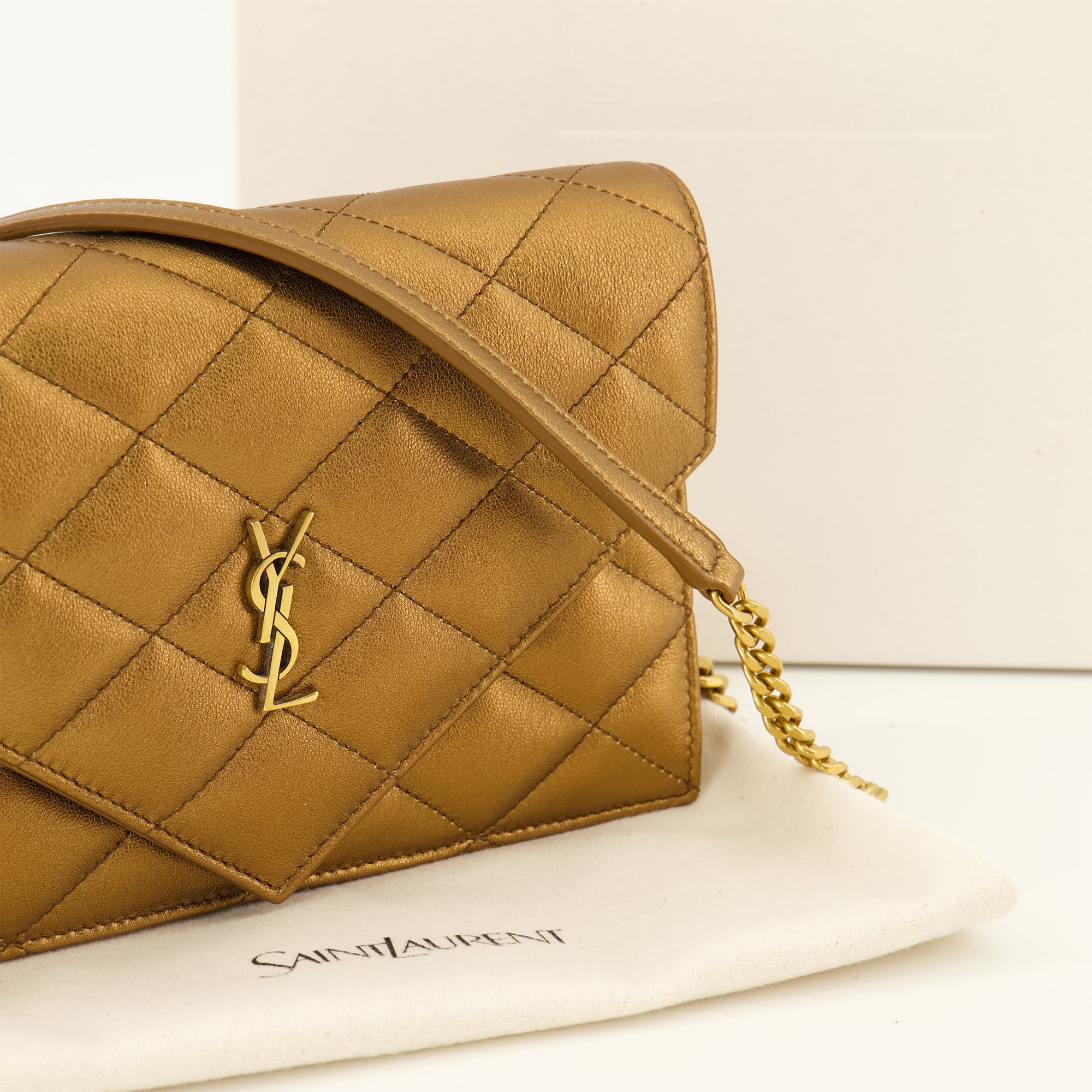 Petite maroquinerie Portafoglio Paris in Pelle Metallizzata Marrone Saint Laurent Marron Femme