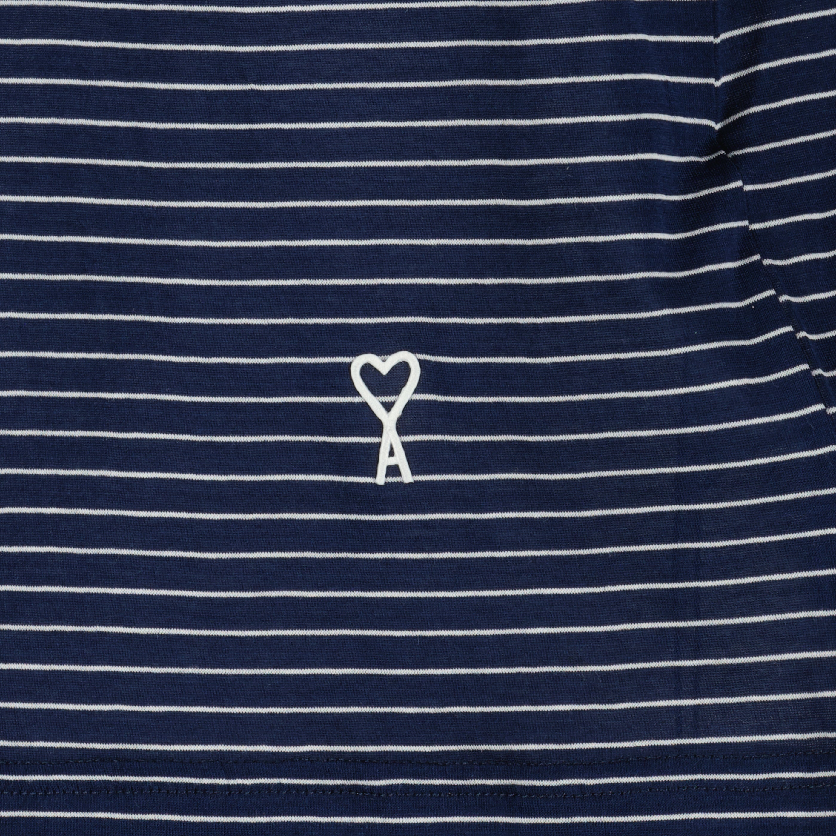Image de l'article Polo en coton bleu marine à rayures de la marque Ami PARIS pour Unisex - Saison Printemps-Été 2026 - Vue détaillée_1