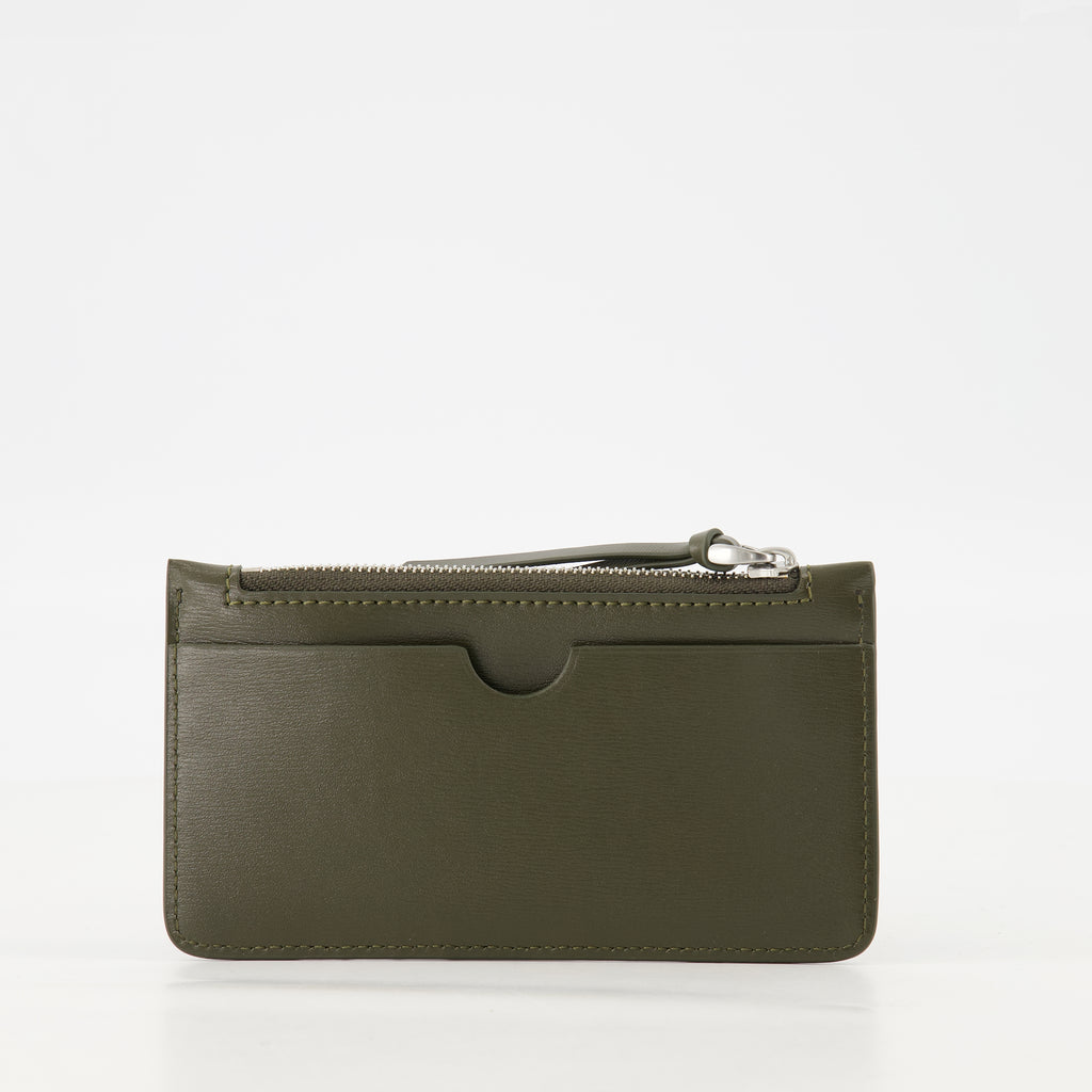 Small leather goods AMI Heart Zipper Wallet Ami PARIS Khaki Unisex