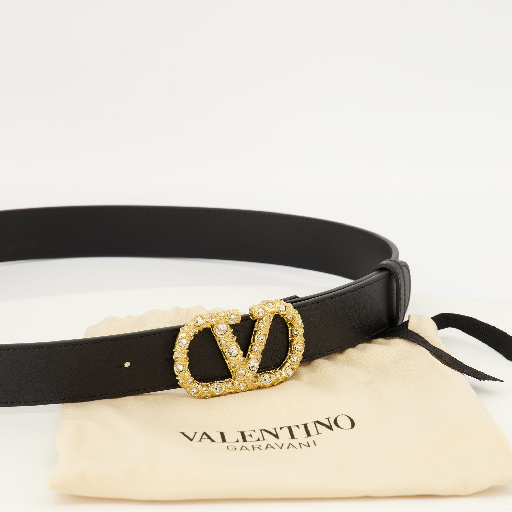 Ceintures Ceinture VLogo noir avec Cristaux Swarovski® Valentino Garavani Noir Femme