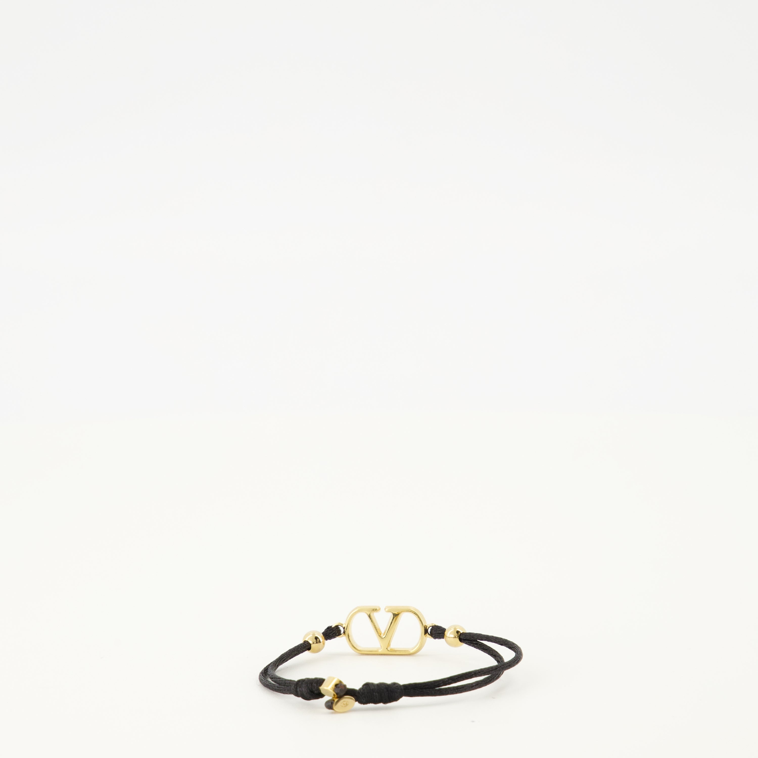 Bijoux Pulseira de Algodão Vlogo com Cristais Swarovski® Pretos Valentino Garavani Noir Femme