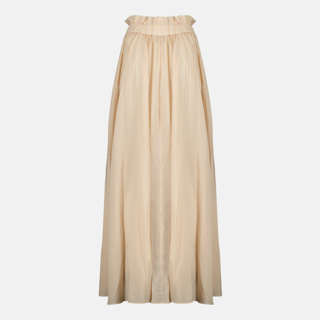 Jupes Jupe longue à rayures en soie beige Patou Rose Femme