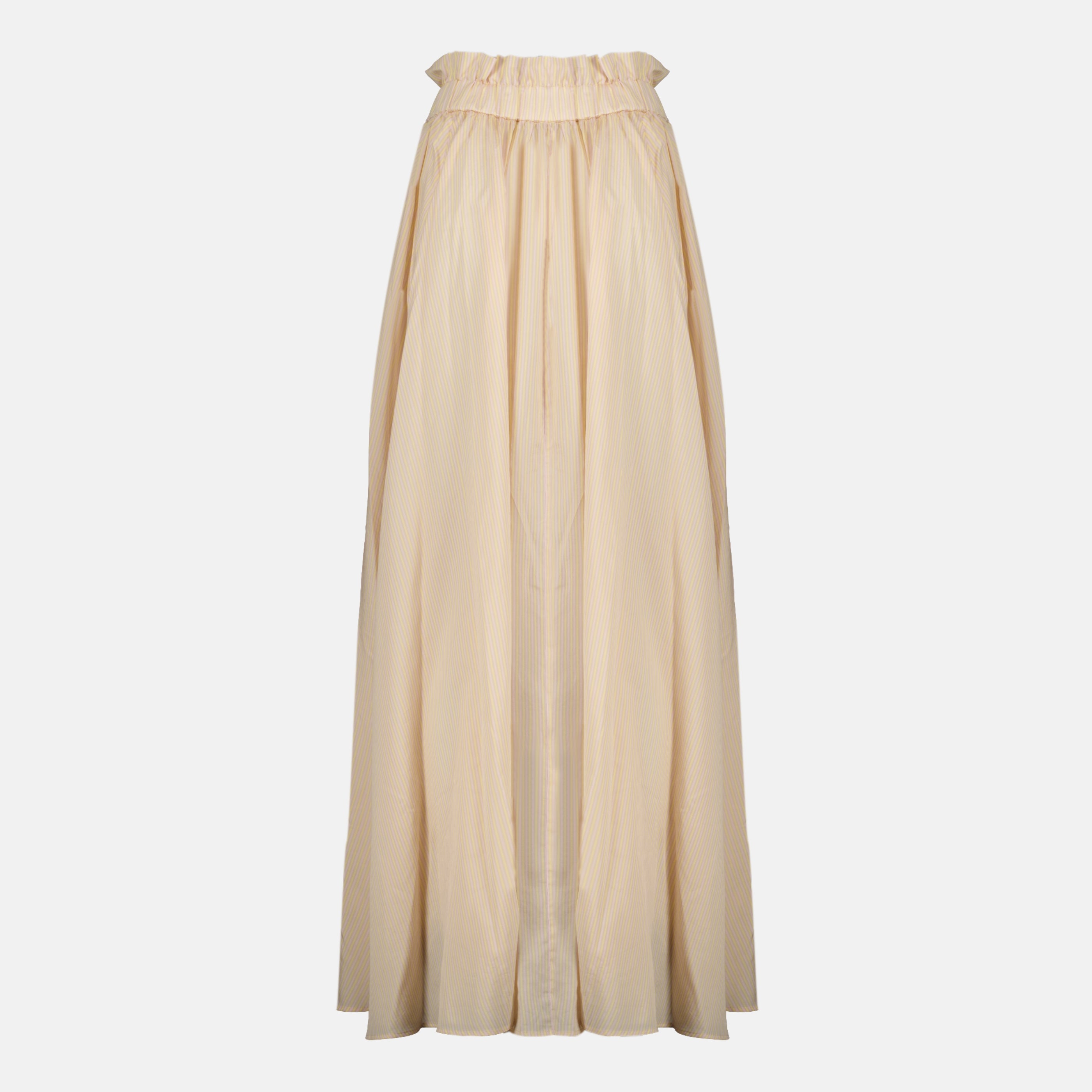 Jupes Gonna Maxi in Seta Striata Beige Patou Rose Femme