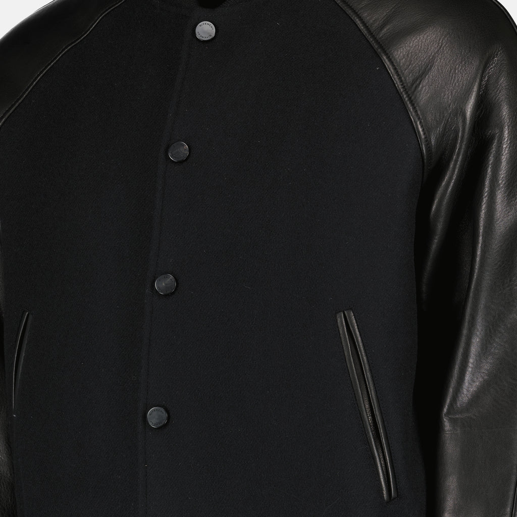 Image of the black two-tone bomber jacket by Givenchy for men - Spring-Summer 2026 - Detailed view 1