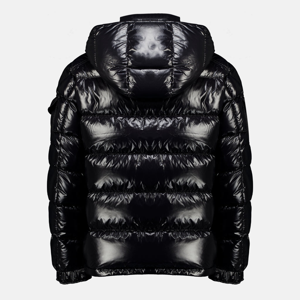 Manteaux Giacca Padded Maya Nera in Nylon Lucido Moncler Noir Homme