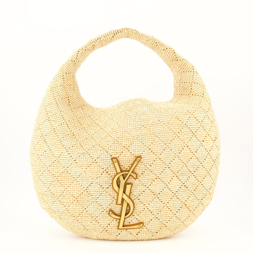 Sacs à main et épaule Icare Hobo Bag aus beigem Raffia Saint Laurent Beige Femme