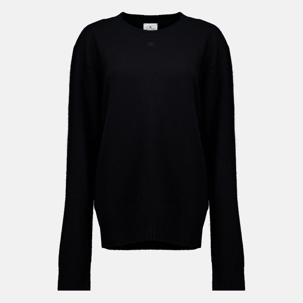 Maille Schwarzer Wollpullover Courrèges Noir Femme
