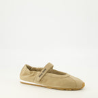 Chaussures plates 플룸 발레 플랫 - 베이지 스웨이드 Miu Miu Beige Femme