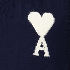 Image de l'article Pull sans manches AMI de coeur bleu marine de la marque Ami PARIS pour Unisex - Saison Printemps-Été 2026 - Vue détaillée_2