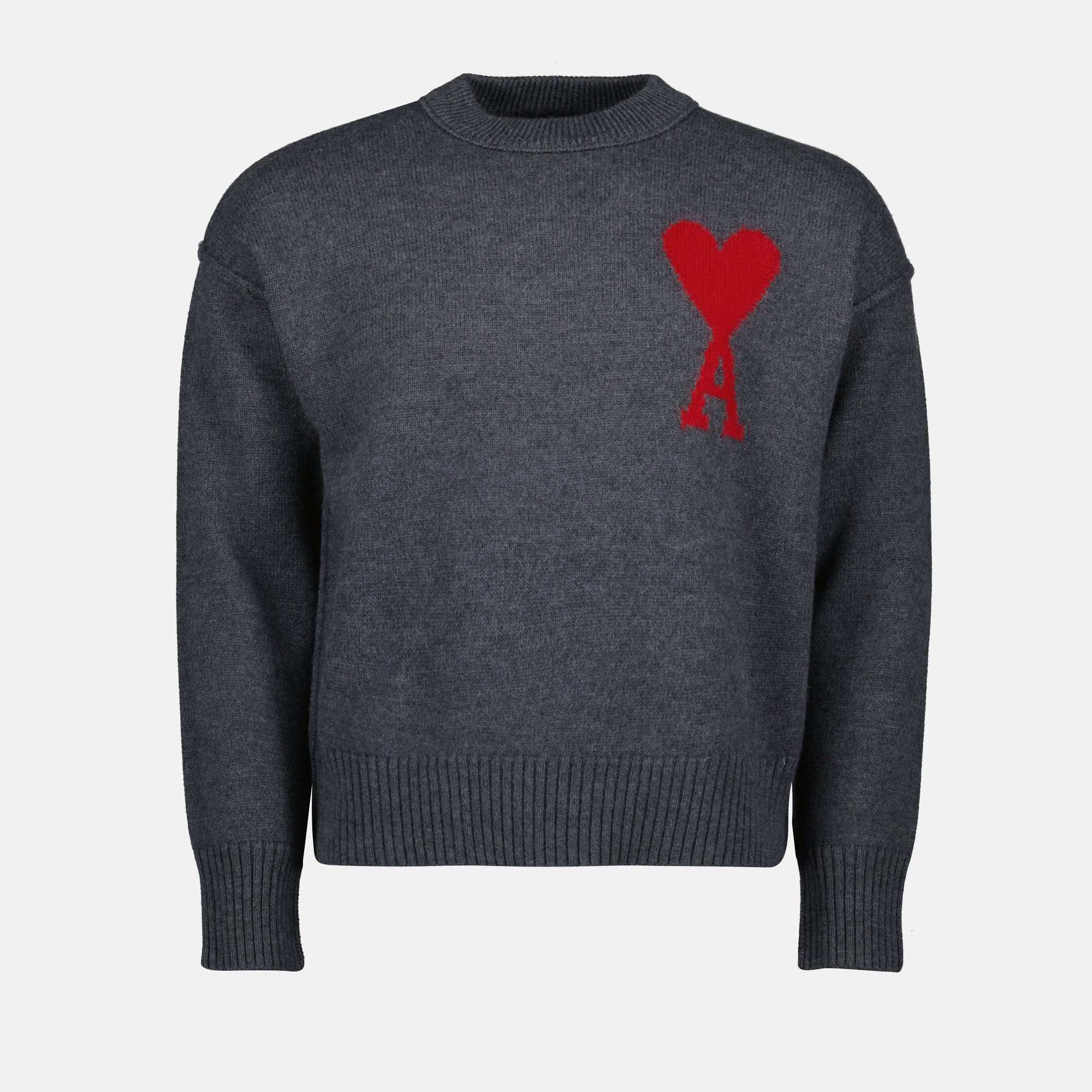 Maille Pull Ami de coeur rouge Ami PARIS Gris Unisexe