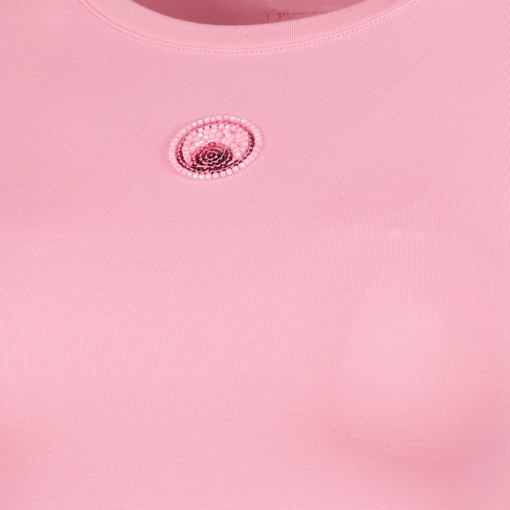 T-shirts T-shirt con Logo in Perle Rosa Marine Serre Rose Femme